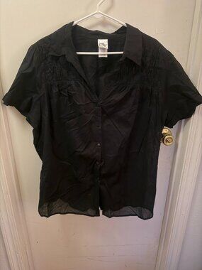 Just My Size Black Blouse  W 3X